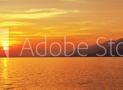 Fototapeta330 x 244  Panoramic view of Sailing at sunset with mountains, 330 x 244 cm