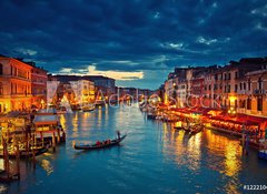 Samolepka flie 100 x 73, 122210404 - View on Grand Canal from Rialto bridge at dusk, Venice, Italy