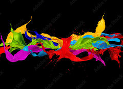 Samolepka fólie 100 x 73, 122947022 - abstract color splashes on black background - abstraktní barevné cákance na černém pozadí