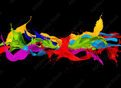 Fototapeta plátno 160 x 116, 122947022 - abstract color splashes on black background - abstraktní barevné cákance na černém pozadí