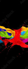 Samolepka na dveře fólie 90 x 220, 122947022 - abstract color splashes on black background - abstraktní barevné cákance na černém pozadí
