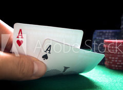 Samolepka flie 100 x 73, 123037306 - Zwei Asse beim Texas Holdem Poker.