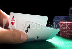 Fototapeta174 x 120  Zwei Asse beim Texas Holdem Poker., 174 x 120 cm