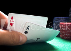 Samolepka flie 200 x 144, 123037306 - Zwei Asse beim Texas Holdem Poker.