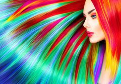 Fototapeta papr 184 x 128, 123142126 - Beauty fashion model girl with colorful dyed hair - Modr dvka modelu krsy s barevnmi barvenmi vlasy