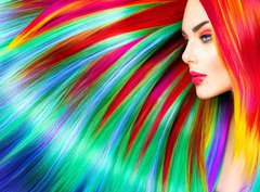 Fototapeta papr 360 x 266, 123142126 - Beauty fashion model girl with colorful dyed hair