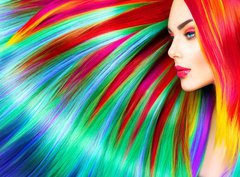 Fototapeta papr 360 x 266, 123142126 - Beauty fashion model girl with colorful dyed hair - Modr dvka modelu krsy s barevnmi barvenmi vlasy