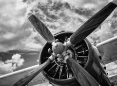 Samolepka flie 270 x 200, 123654629 - Close up of old airplane in black and white - Zblzka starho letadla v ern a bl