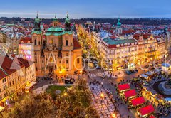 Fototapeta plátno 174 x 120, 123780086 - Panorama of Old Town of Prague at Christmas time. - Panorama Starého Města Prahy v době Vánoc.