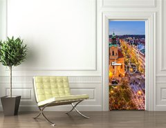 Samolepka na dvee flie 90 x 220, 123780086 - Panorama of Old Town of Prague at Christmas time.