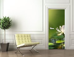 Samolepka na dvee flie 90 x 220  Lily flower on a green background, 90 x 220 cm