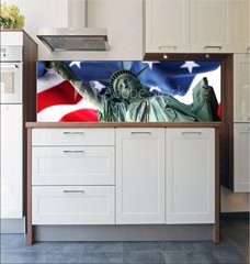 Fototapeta do kuchyn flie 180 x 60, 12542738 - NY Statue of Liberty against a flag of USA