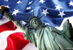 Fototapeta papr 184 x 128, 12542738 - NY Statue of Liberty against a flag of USA - NY Socha svobody proti vlajce USA