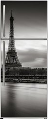 Samolepka na lednici fólie 80 x 200, 125899767 - Sunrise on the Eiffel Tower and Seine River in winter in Black & White. Port de Suffren, Grenelle, 15th and 7th Arrondissements of Paris, France - Východ slunce na Eiffelovu věž a řeku Seinu v zimě v černém