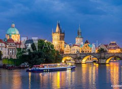 Samolepka flie 100 x 73, 126988568 - River Vltava at Dusk Prague Czech Republic - eka Vltava za soumraku Praha esk republika