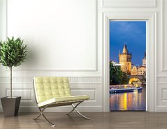 Samolepka na dvee flie 90 x 220  River Vltava at Dusk Prague Czech Republic, 90 x 220 cm