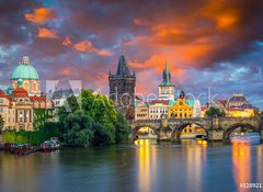 Samolepka flie 100 x 73, 128921131 - River Vltava at Dusk Prague Czech Republic - eka Vltava za soumraku Praha esk republika