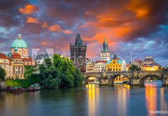 Fototapeta184 x 128  River Vltava at Dusk Prague Czech Republic, 184 x 128 cm
