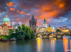 Samolepka flie 270 x 200, 128921131 - River Vltava at Dusk Prague Czech Republic