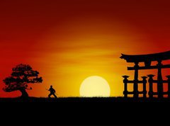 Samolepka flie 270 x 200, 12971065 - Japanese Sunset - Japonsk zpad slunce