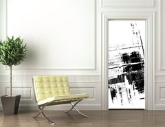 Samolepka na dvee flie 90 x 220  An abstract paint splatter frame in black and white, 90 x 220 cm