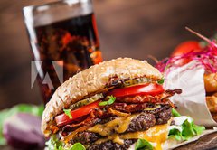 Samolepka flie 145 x 100, 130512165 - Close-up of home made burgers - Zavt