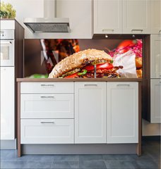 Fototapeta do kuchyn flie 180 x 60  Close up of home made burgers, 180 x 60 cm
