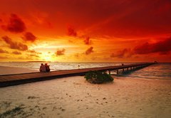 Samolepka flie 145 x 100, 13098208 - Romantic couple and sunset