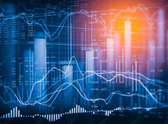 Samolepka flie 270 x 200, 131421720 - Stock market indicator and financial data view from LED. Double