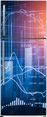 Samolepka na lednici flie 80 x 200, 131421720 - Stock market indicator and financial data view from LED. Double