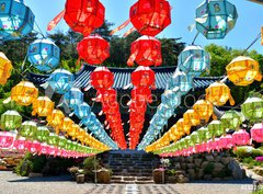 Fototapeta papír 360 x 266, 132287673 - Color Lantern at Temple - Barevné lucerny v chrámu