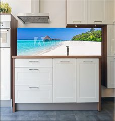Fototapeta do kuchyn flie 180 x 60, 133424507 - Panorama of wide sandy beach on a tropical island in Maldives