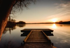 Fototapeta184 x 128  The bridge to the lake under the sunset, 184 x 128 cm