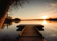 Samolepka flie 200 x 144, 13378317 - The bridge to the lake under the sunset - Most pes jezero pod zpadem slunce