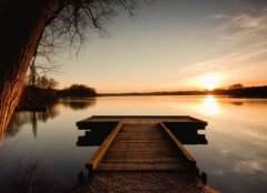 Fototapeta240 x 174  The bridge to the lake under the sunset, 240 x 174 cm