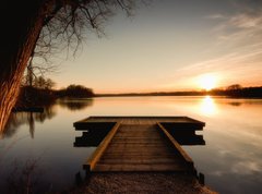 Fototapeta270 x 200  The bridge to the lake under the sunset, 270 x 200 cm