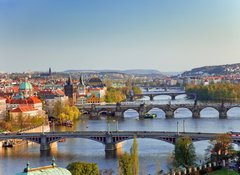 Samolepka flie 100 x 73, 13518966 - View on Prague Bridges at sunset