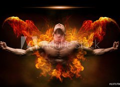 Samolepka flie 100 x 73, 137170627 - On fire bodybuilder - V ohni kulturista