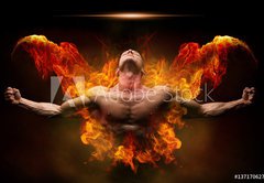 Fototapeta vliesov 145 x 100, 137170627 - On fire bodybuilder - V ohni kulturista