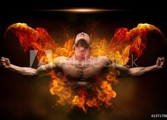 Samolepka flie 200 x 144, 137170627 - On fire bodybuilder - V ohni kulturista