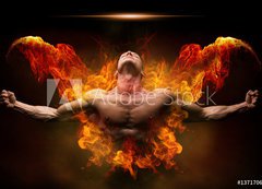 Fototapeta vliesov 200 x 144, 137170627 - On fire bodybuilder - V ohni kulturista