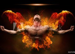 Fototapeta pltno 240 x 174, 137170627 - On fire bodybuilder - V ohni kulturista