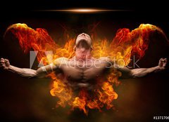 Fototapeta254 x 184  On fire bodybuilder, 254 x 184 cm