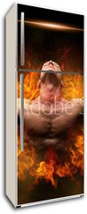 Samolepka na lednici fólie 80 x 200, 137170627 - On fire bodybuilder - V ohni kulturista