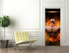 Samolepka na dvee flie 90 x 220, 137170627 - On fire bodybuilder - V ohni kulturista