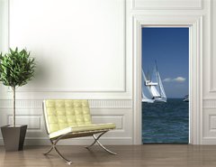Samolepka na dvee flie 90 x 220, 1375692 - start of a sailing regatta - zatek plachetn regaty