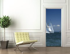 Samolepka na dvee flie 90 x 220  start of a sailing regatta, 90 x 220 cm