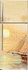 Samolepka na lednici flie 80 x 200  Sea, boats, fisherman, oil paintings, 80 x 200 cm