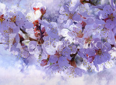 Samolepka flie 100 x 73, 139001398 - Flowering branch. Painted oil paints on canvas. - Kvetouc vtev. Malovan olejov barvy na pltn.