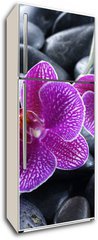 Samolepka na lednici flie 80 x 200, 13998987 - beautiful orchid detail still life spa stones - krsn orchideje detail zti lzesk kameny